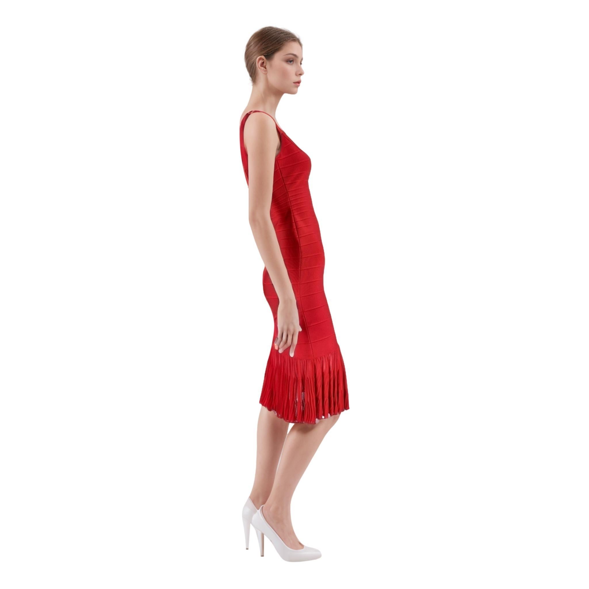 Red Herve Leger Bandage Dress For Sale
