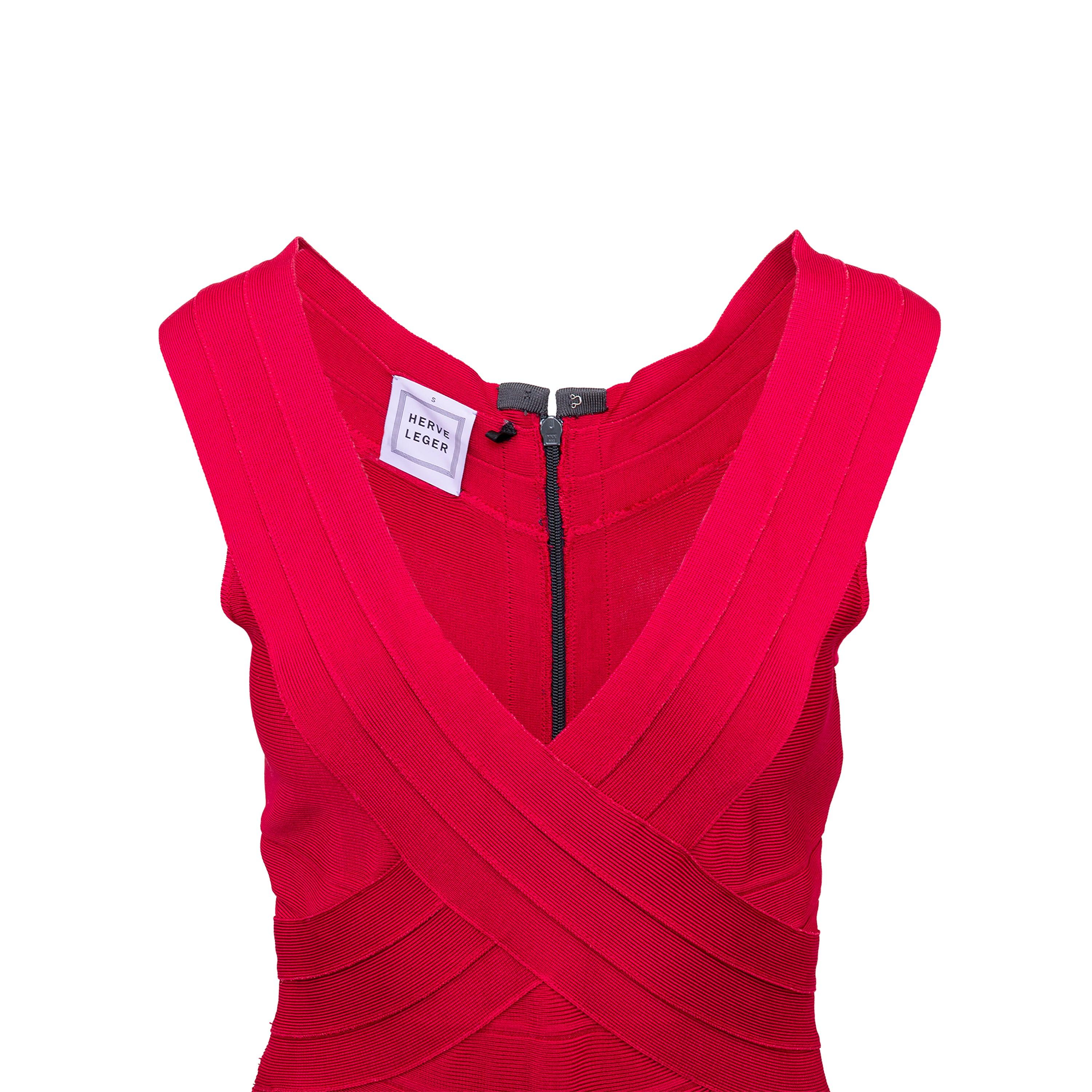 Red Herve Leger Bandage Midi Dress - '10s