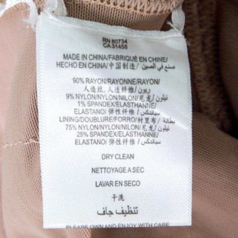 Herve Leger Vestito a fascia senza maniche con frange beige S in vendita 1