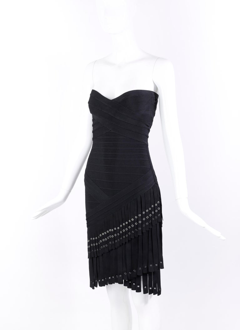 Robe De Cocktail Bandage à Paillettes Hervé Léger - Taille XS - Occasion Très Bon état