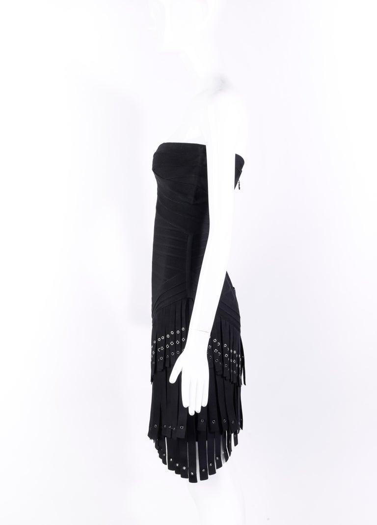 herve leger black fringe dress Hervé Léger // Black Fringe Maxi Dress – VSP Consignment main image 0