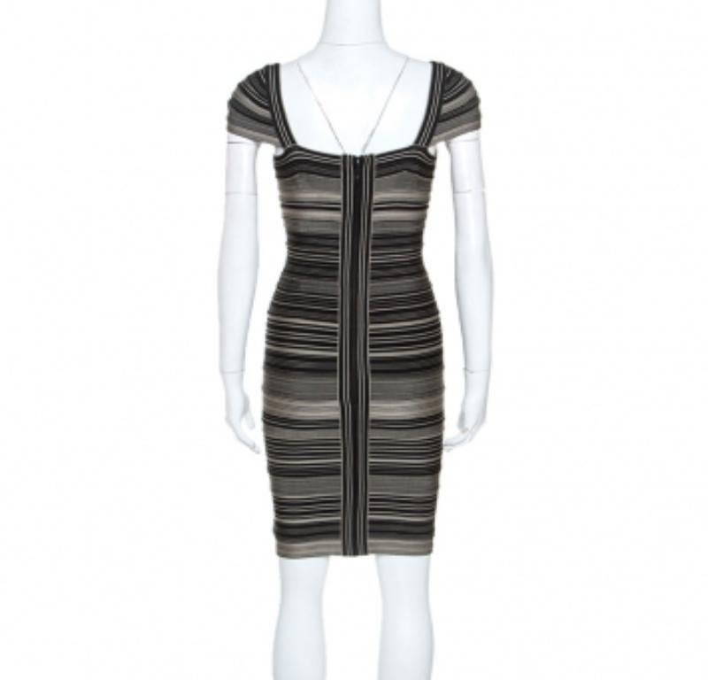 Herve Leger Vestito Sandra Bandage a righe bicolore M. in vendita 1