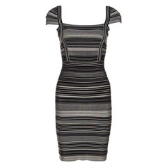 Herve Leger Bicolor Striped Sandra Bandage Dress M