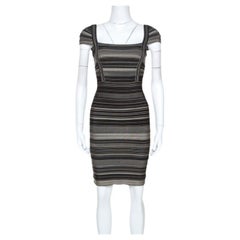Herve Leger Bicolor Striped Sandra Bandage Dress M