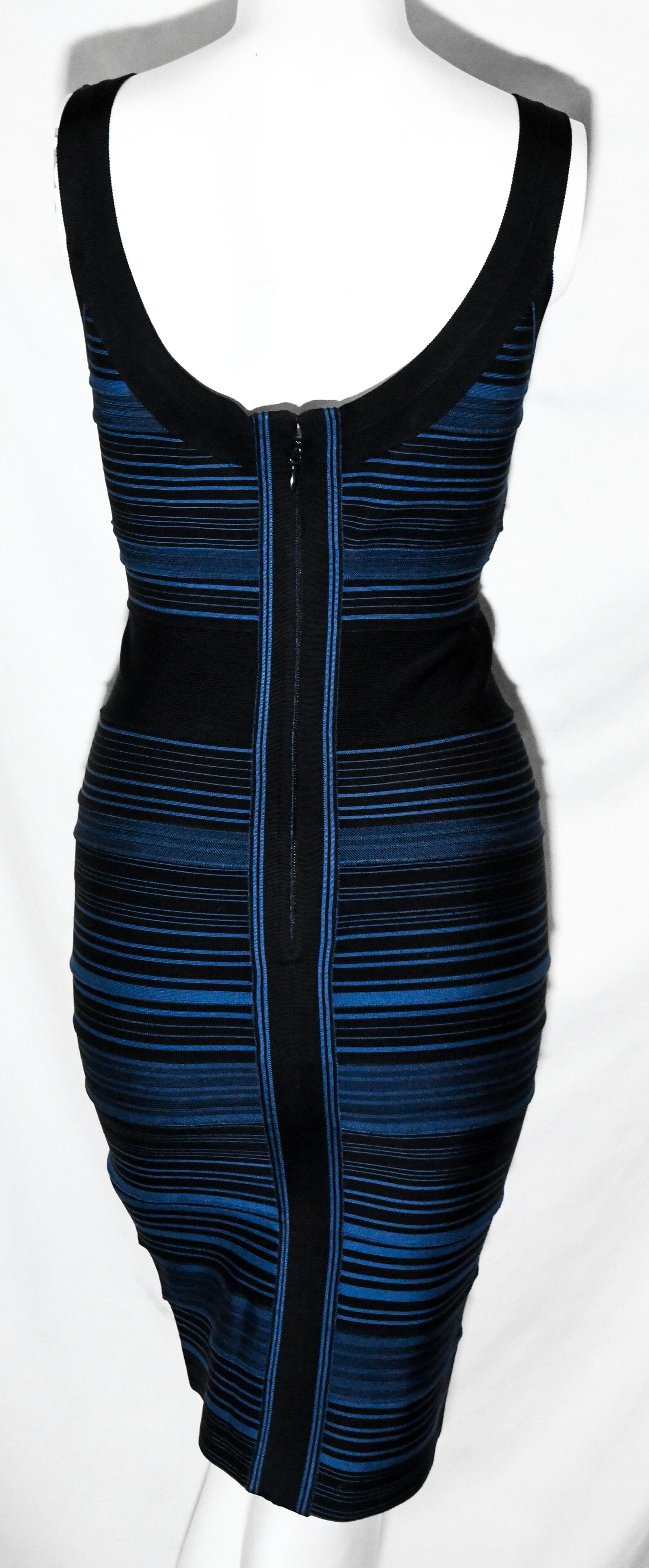 black and blue striped dress