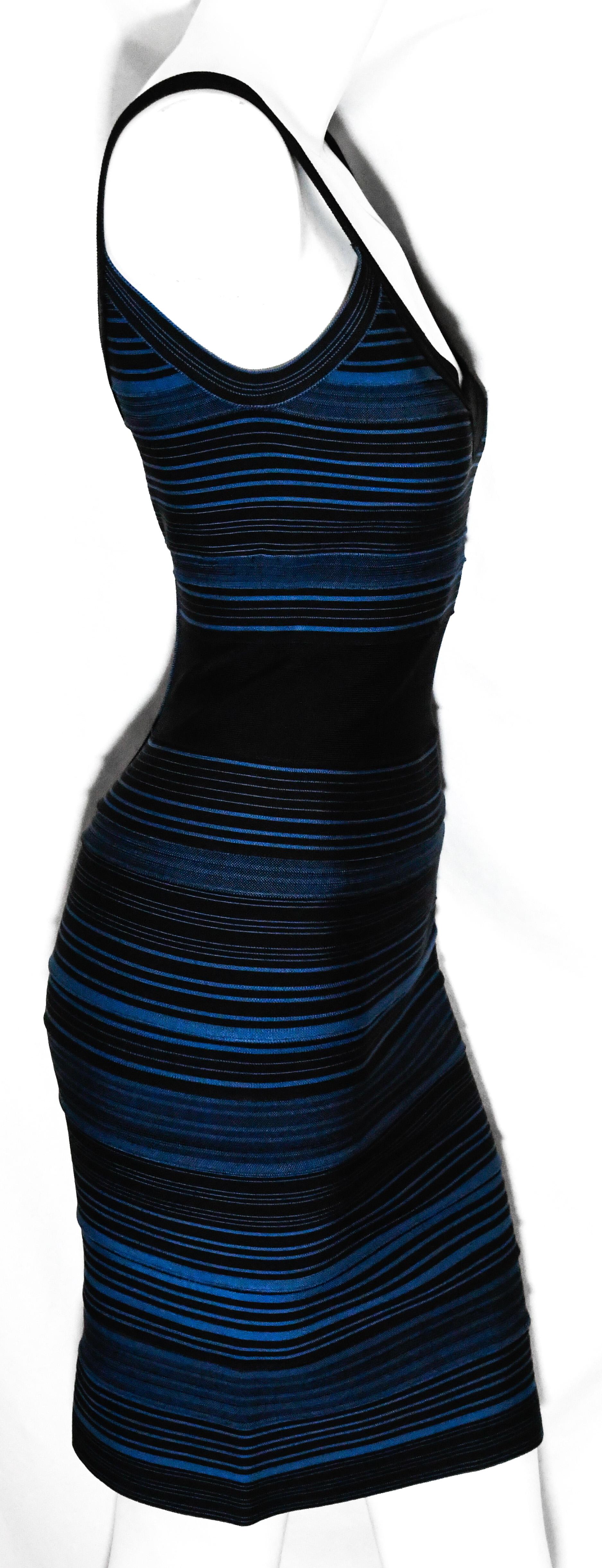 blue black striped dress