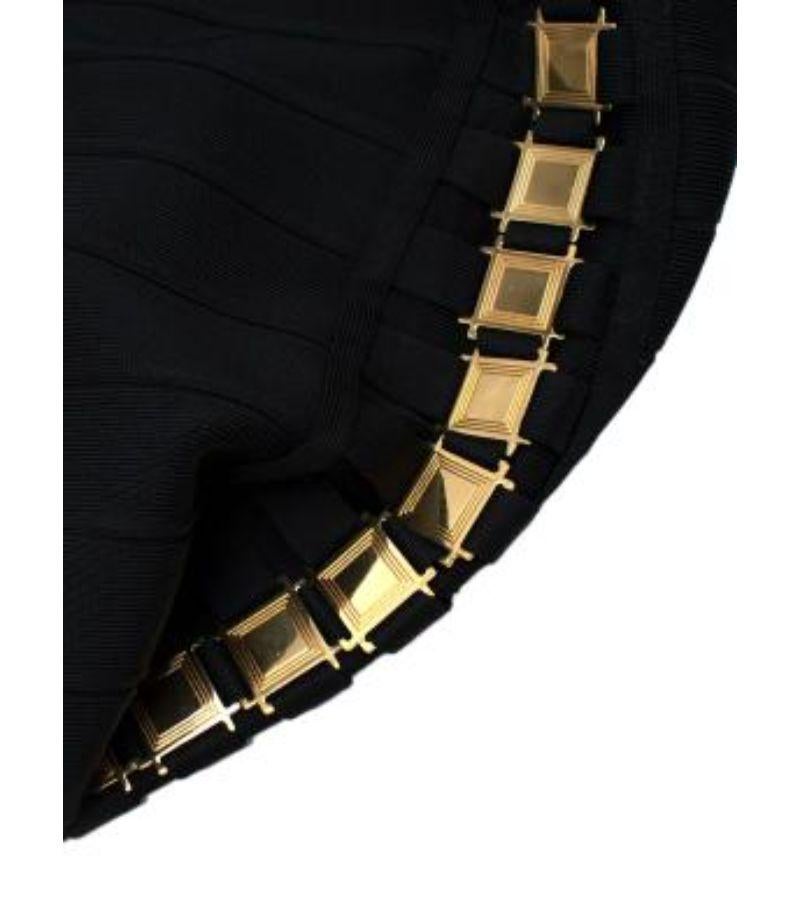 Herve Leger Black Bandage Dress with Gold-Tone Hardware For Sale 2