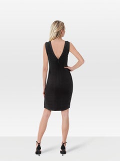 Herve Leger - Vestito a fascia nero con scollo quadrato taglia S