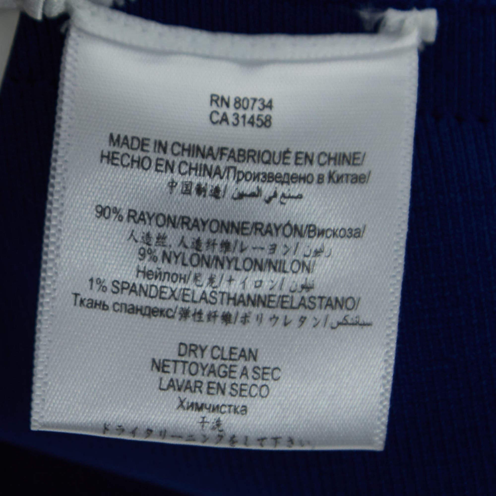 Women's Herve Leger Black/Blue Knit Flared Mini Skirt S For Sale
