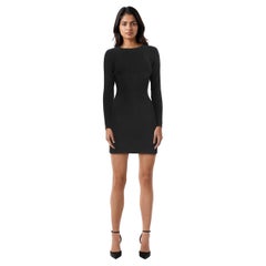 Used Herve Leger Black Bodycon Long Sleeve Dress Size S
