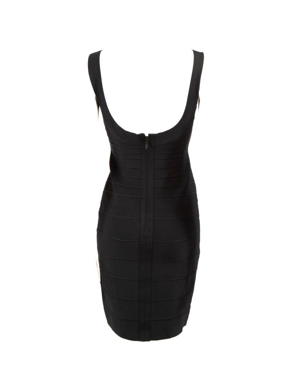 Herve Leger Black Bodycon Mini Bandage Dress Size S In Good Condition In London, GB