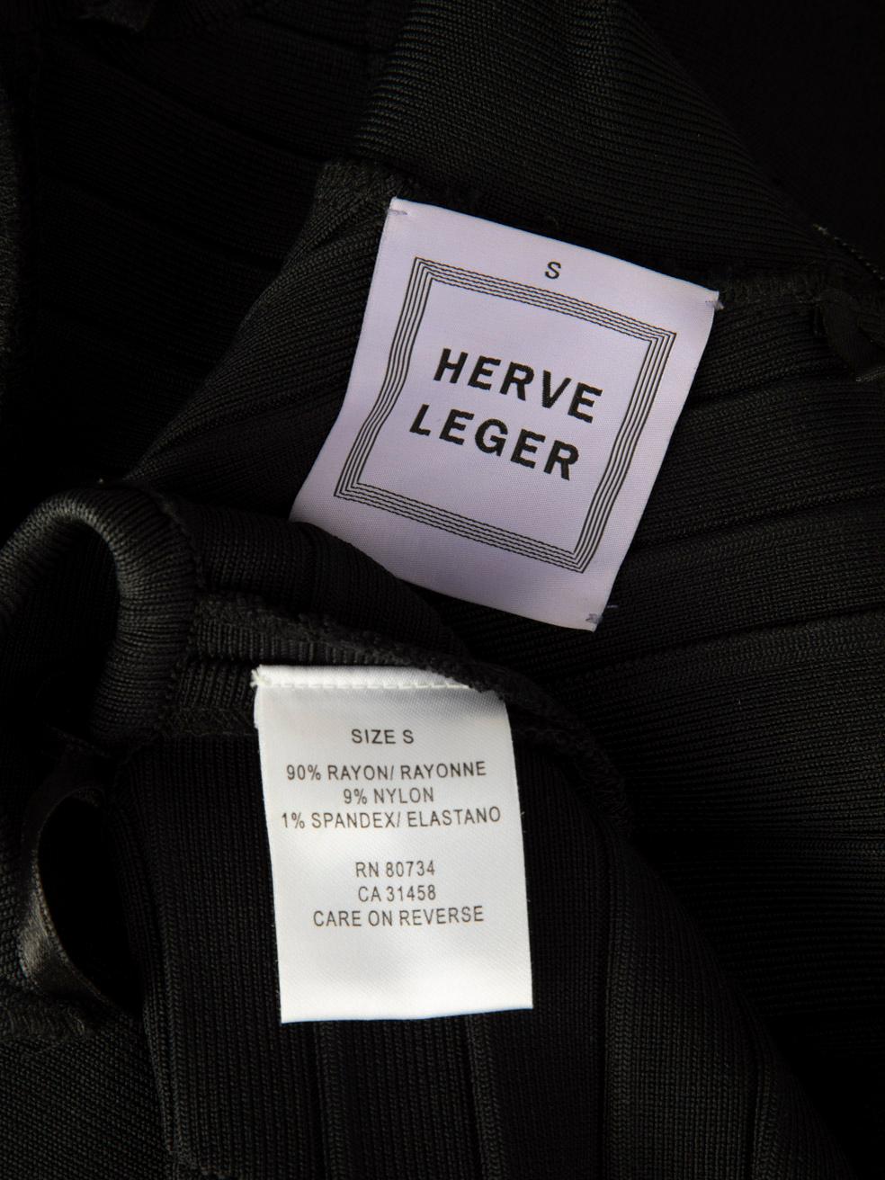 Herve Leger Black Bodycon Mini Bandage Dress Size S 3