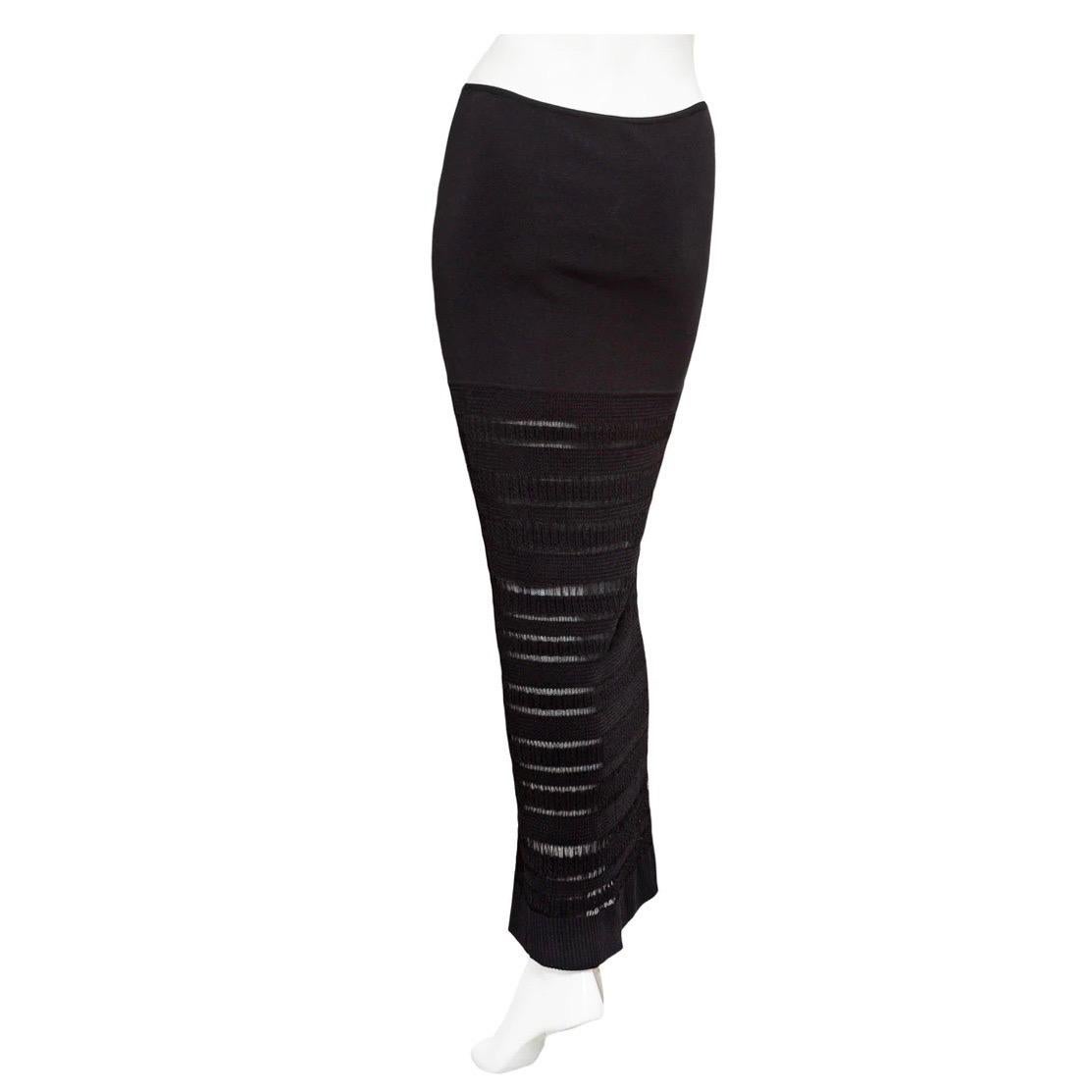 Hervé Léger Black Bodycon Top and Skirt Set Circa 1990s For Sale 6