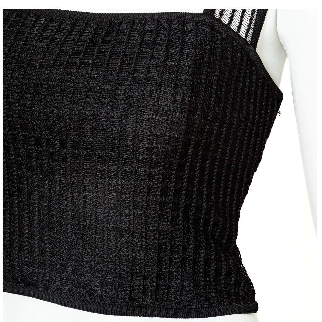 Hervé Léger Black Bodycon Top and Skirt Set Circa 1990s For Sale 8