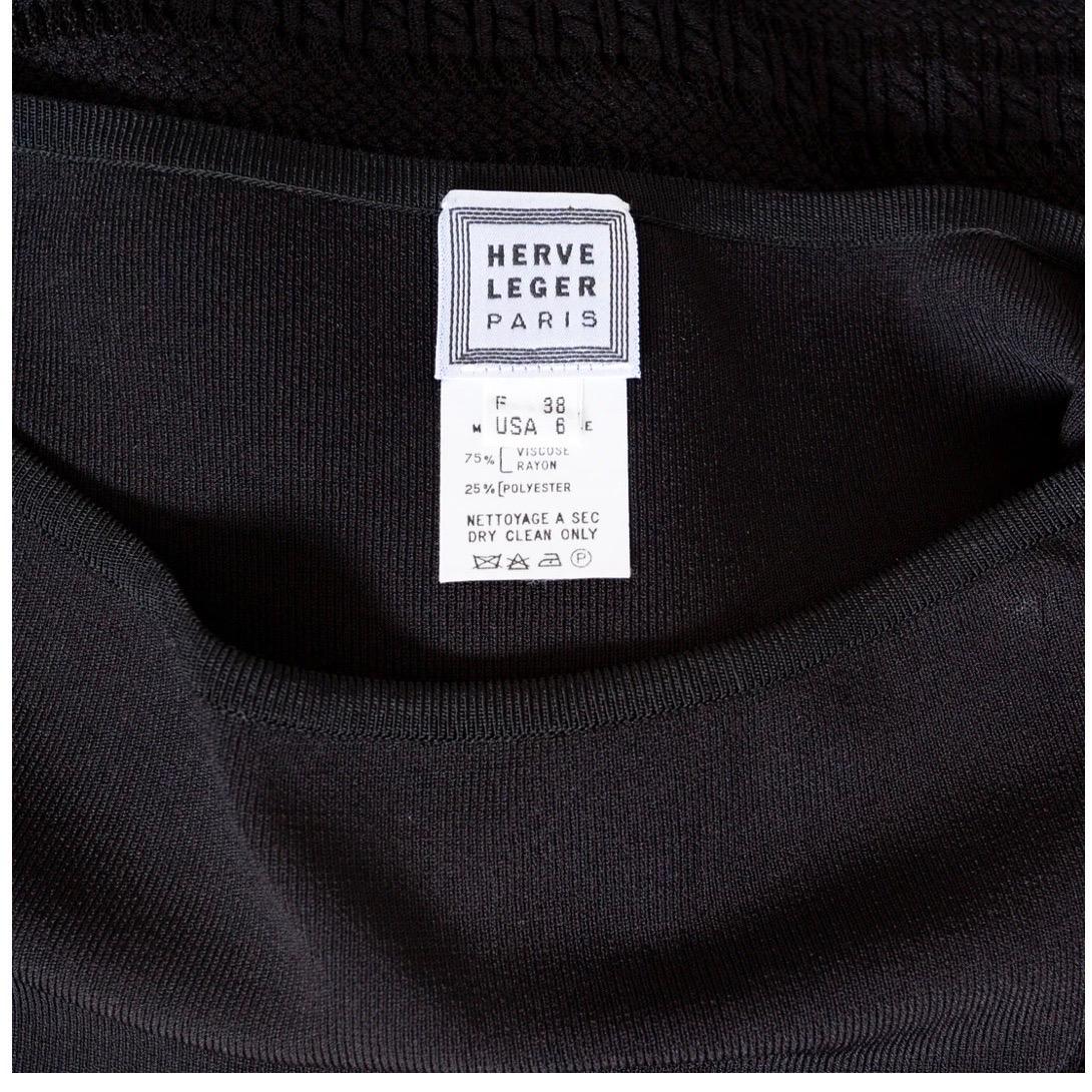 Hervé Léger Black Bodycon Top and Skirt Set Circa 1990s For Sale 9