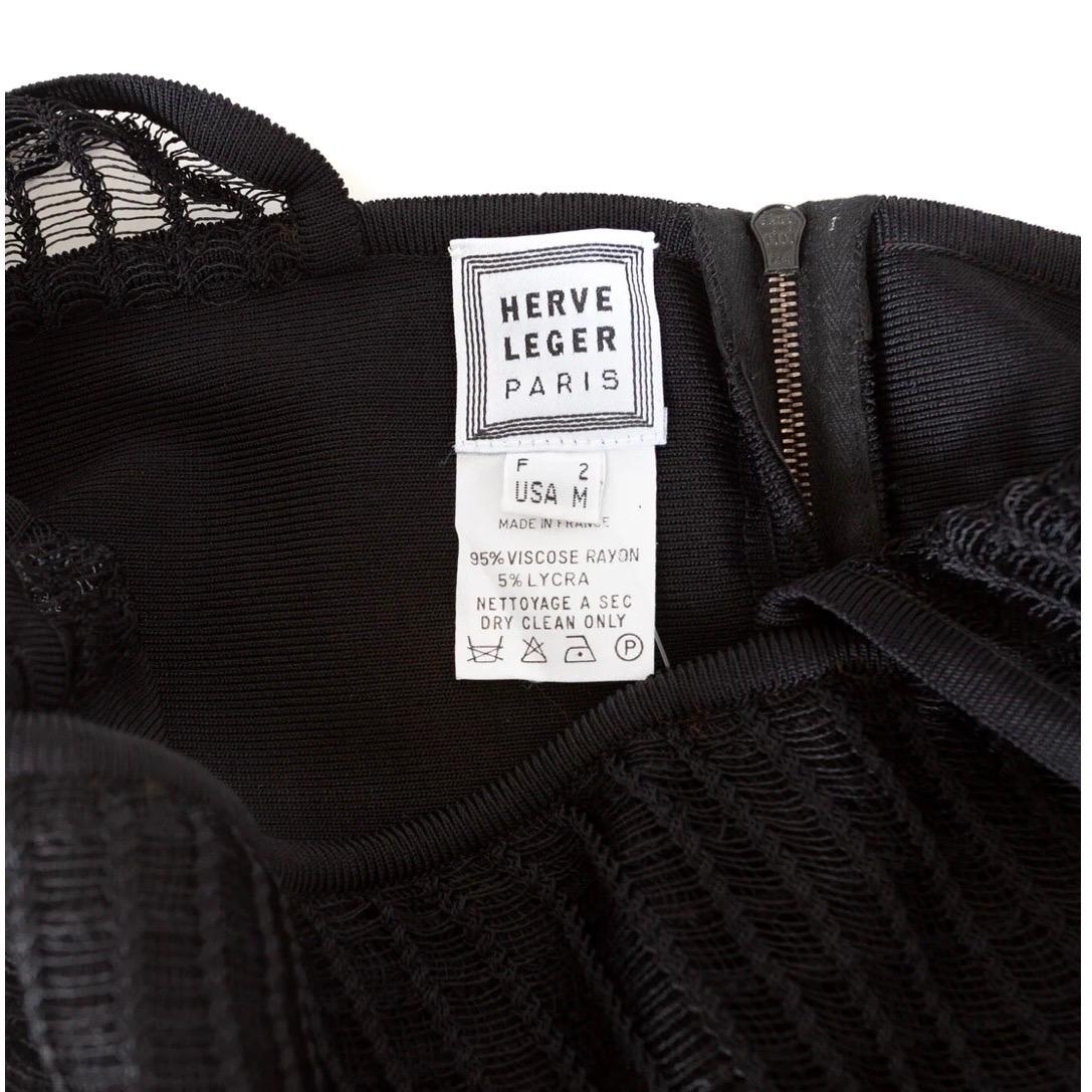 Hervé Léger Black Bodycon Top and Skirt Set Circa 1990s For Sale 10