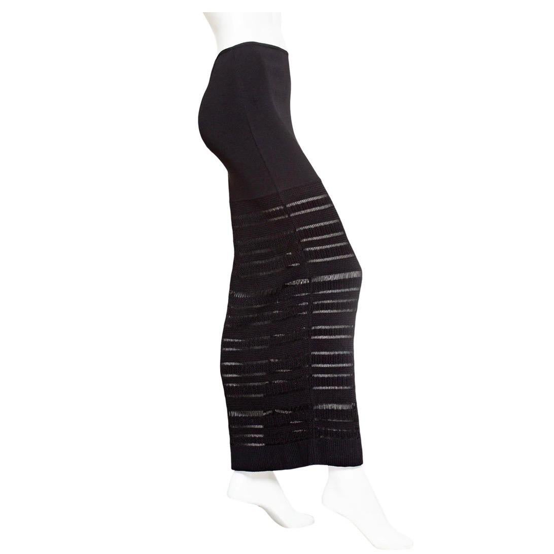 Hervé Léger Black Bodycon Top and Skirt Set Circa 1990s For Sale 4