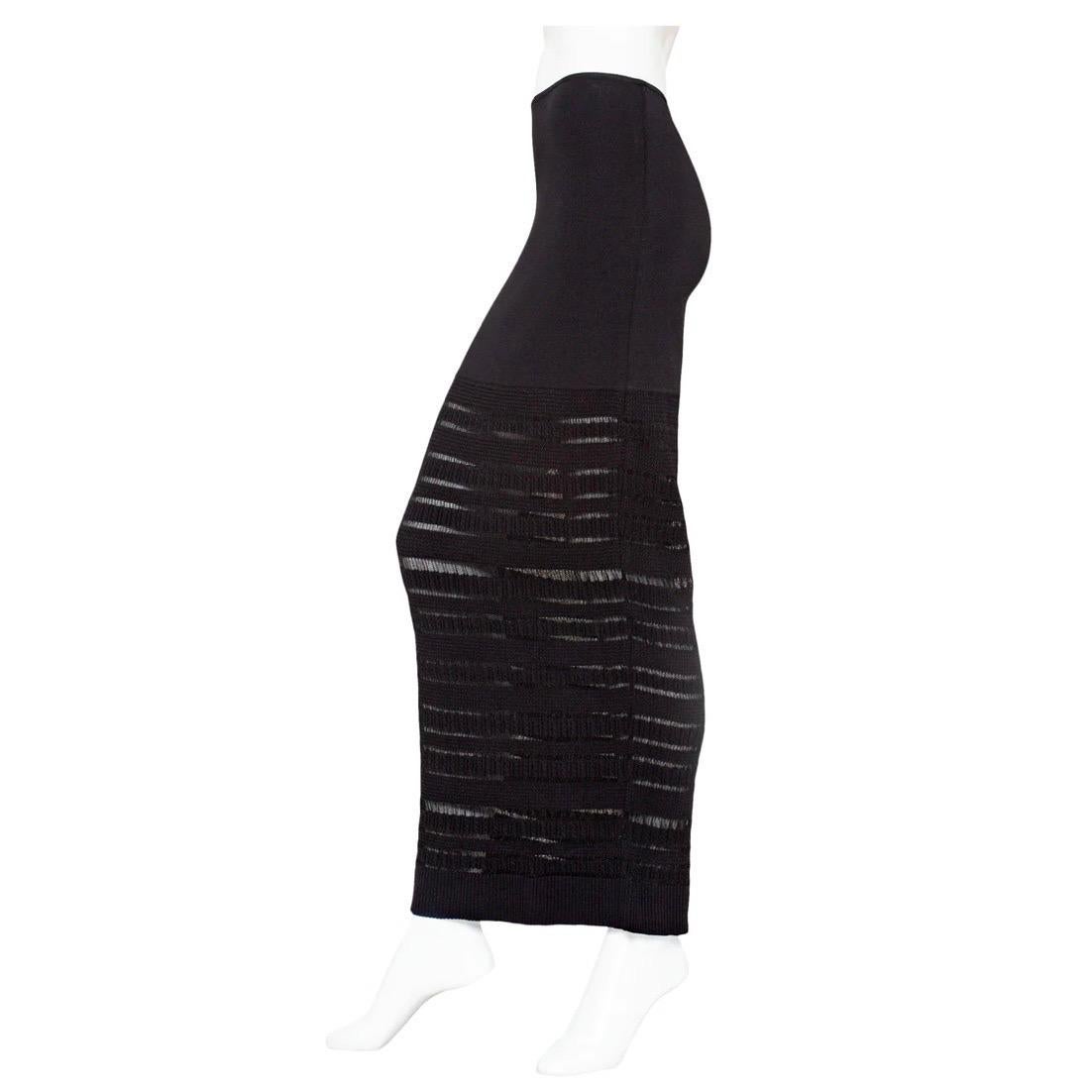 Hervé Léger Black Bodycon Top and Skirt Set Circa 1990s For Sale 5