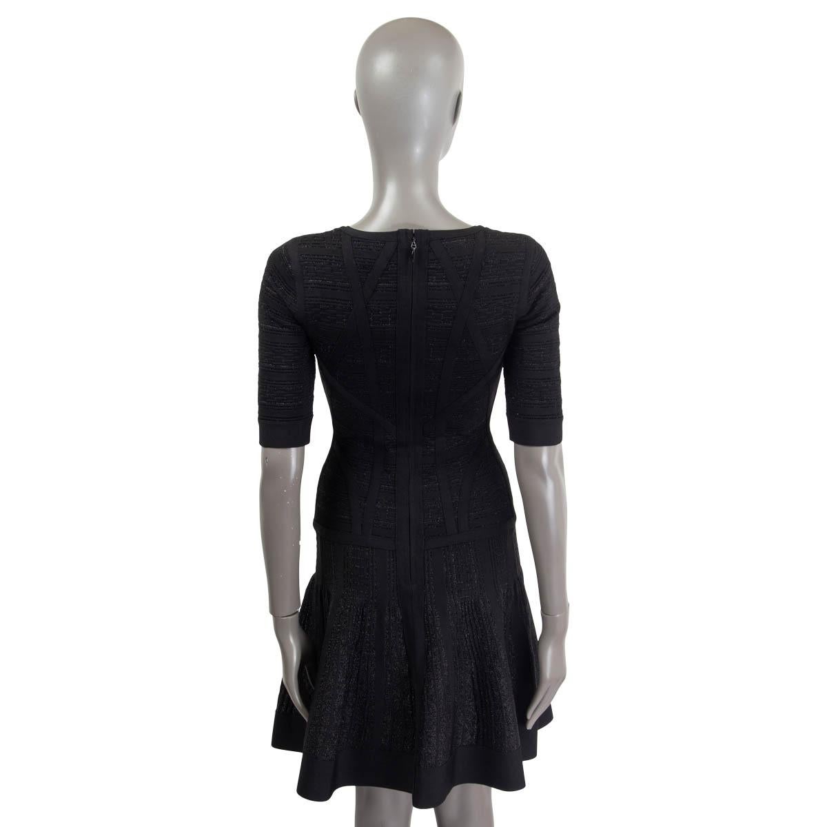 Women's HERVE LEGER black CLARA LUREX DROP WAIST Short Sleeve Dress S