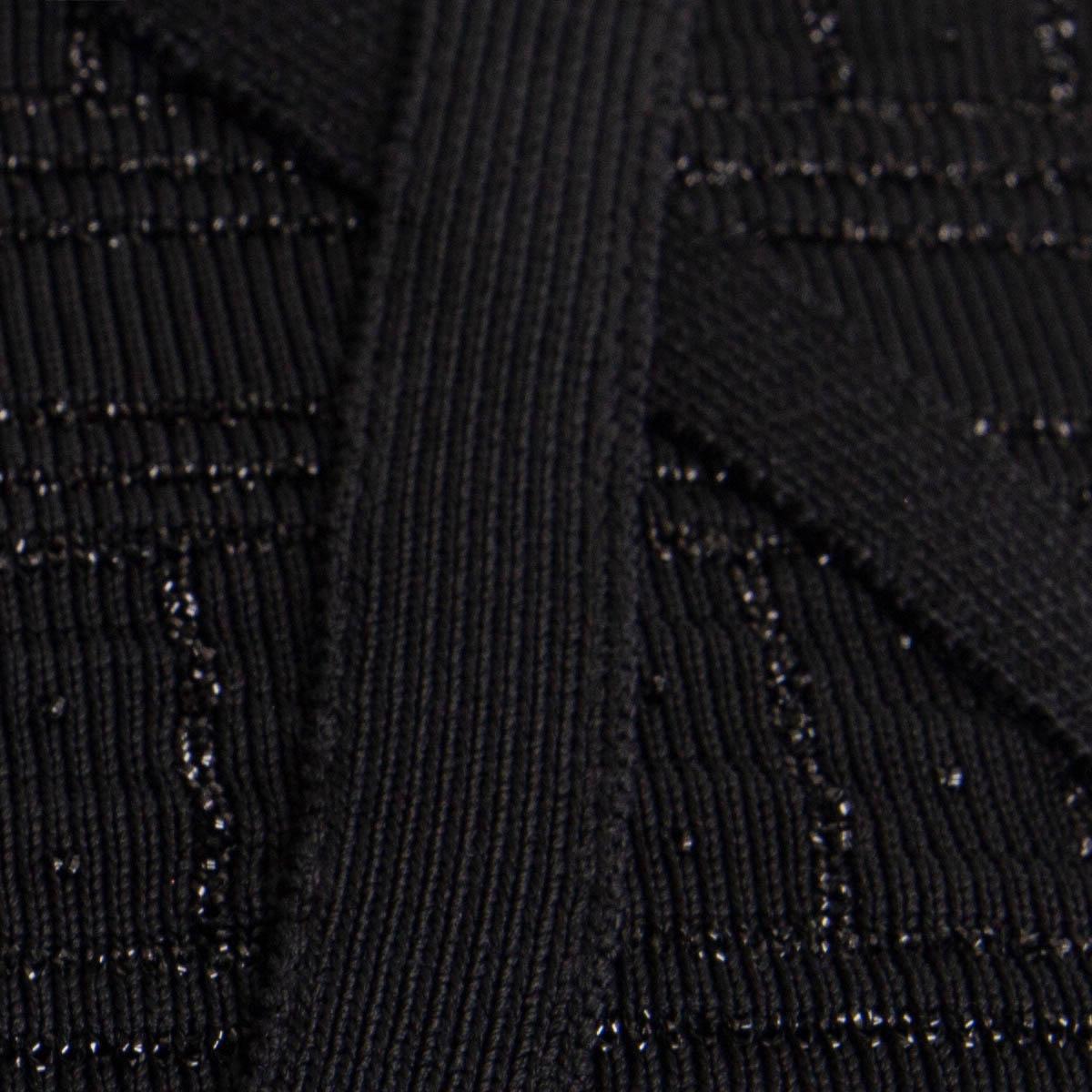 HERVE LEGER black CLARA LUREX DROP WAIST Short Sleeve Dress S 1