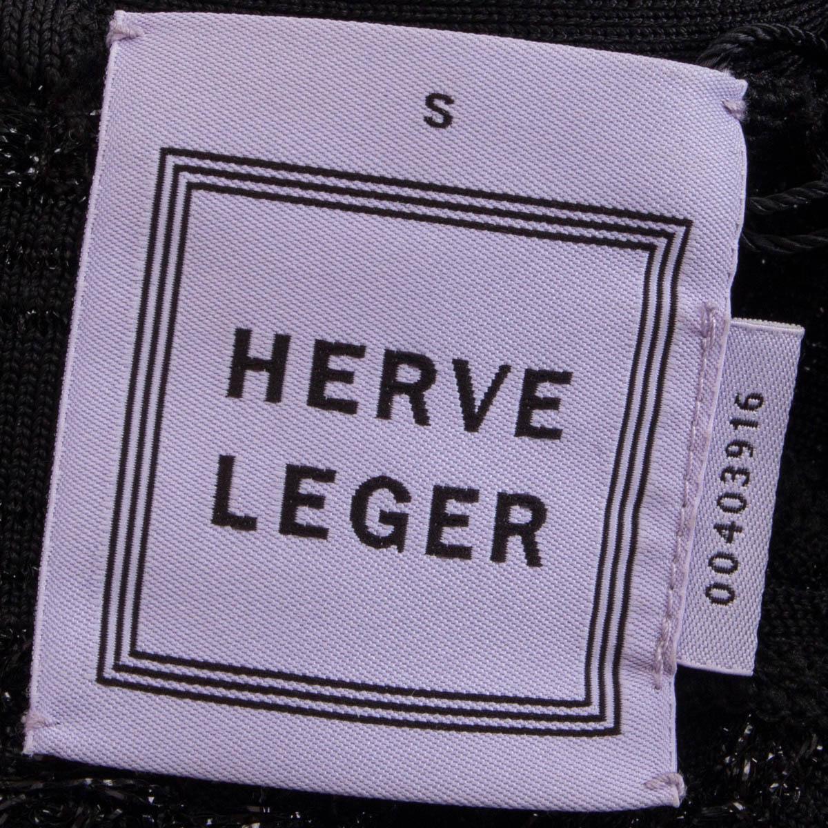 HERVE LEGER black CLARA LUREX DROP WAIST Short Sleeve Dress S 2
