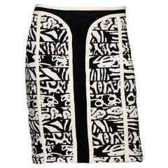 Herve Leger Black/Cream Tribal Print Skirt sz Small