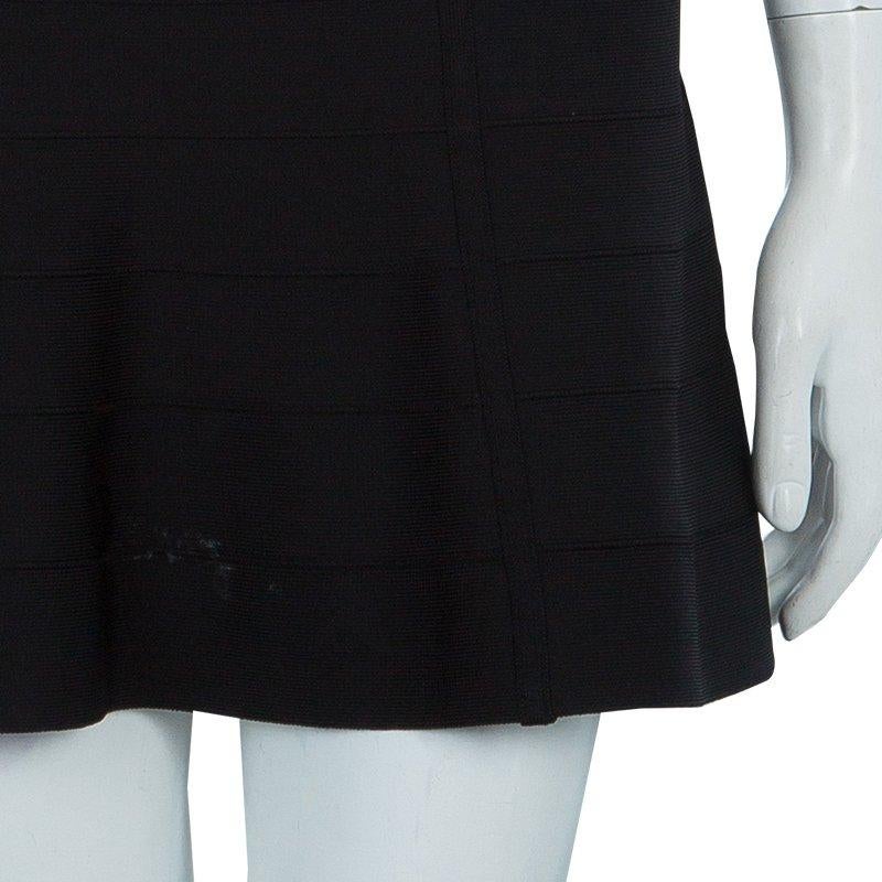 Herve Leger Black Crossover Sequin Embellished Bandage Dress XS 2