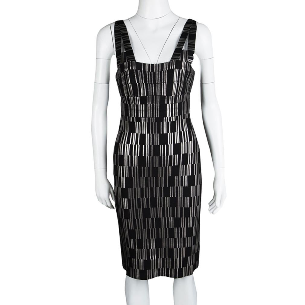 Herve Leger Black Foil Printed Jasmine Bandage Dress M In Excellent Condition In Dubai, Al Qouz 2