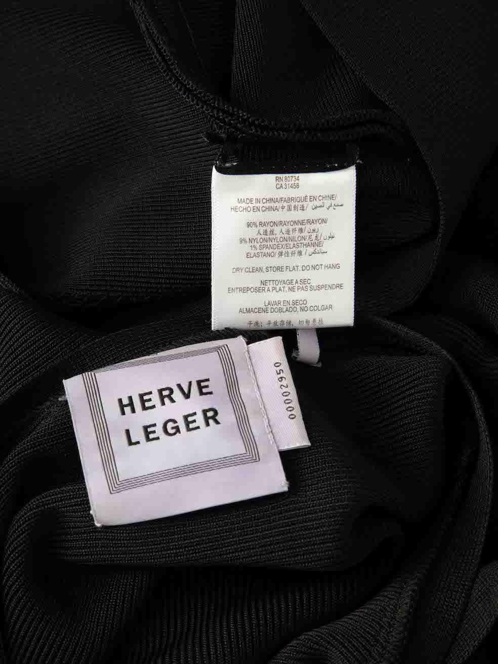 Herve Leger Black Front Zip Midi Knit Dress Size M For Sale 1