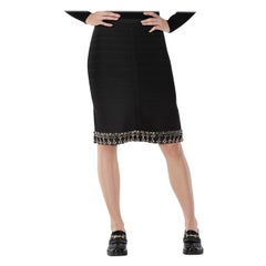 Used Herve Leger Black Jewel Hem Pencil Skirt Size XS