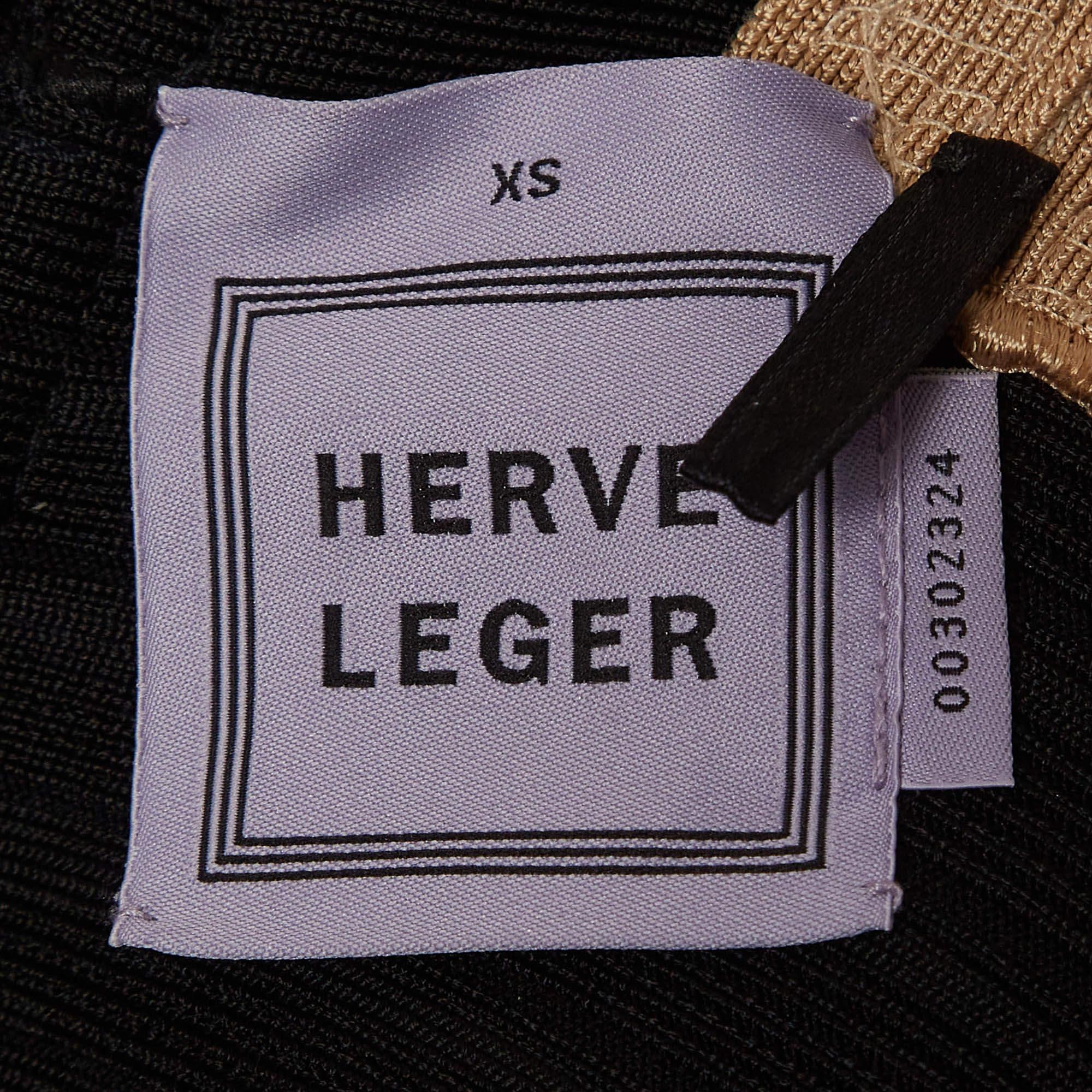 Herve Leger Black Knit Amalia Mini Dress XS For Sale 1
