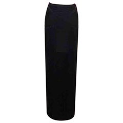 Herve Leger Black Knit Fringe Skirt Maxi