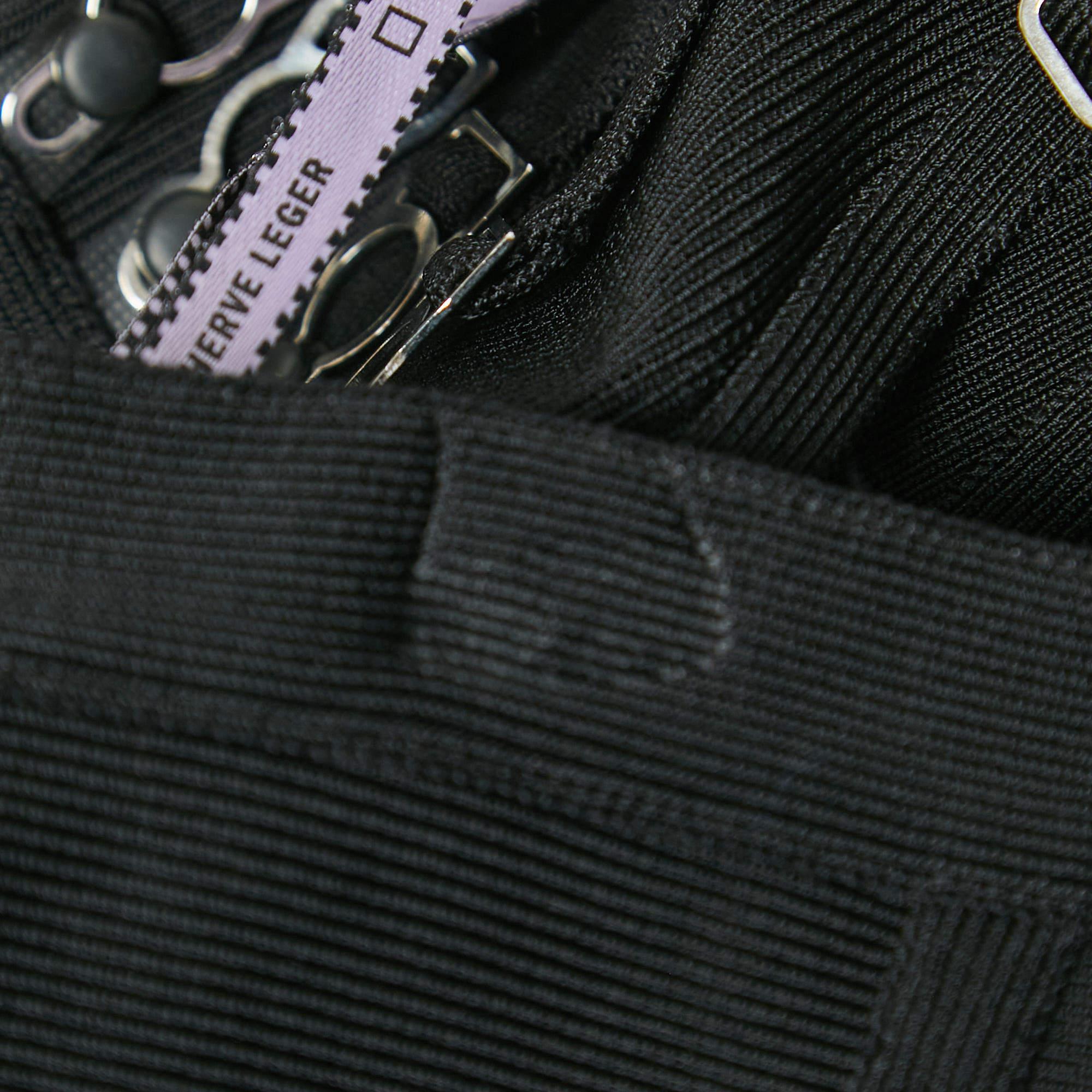 Herve Leger Black Knit Lace-Up Detail Mini Skirt M In New Condition In Dubai, Al Qouz 2