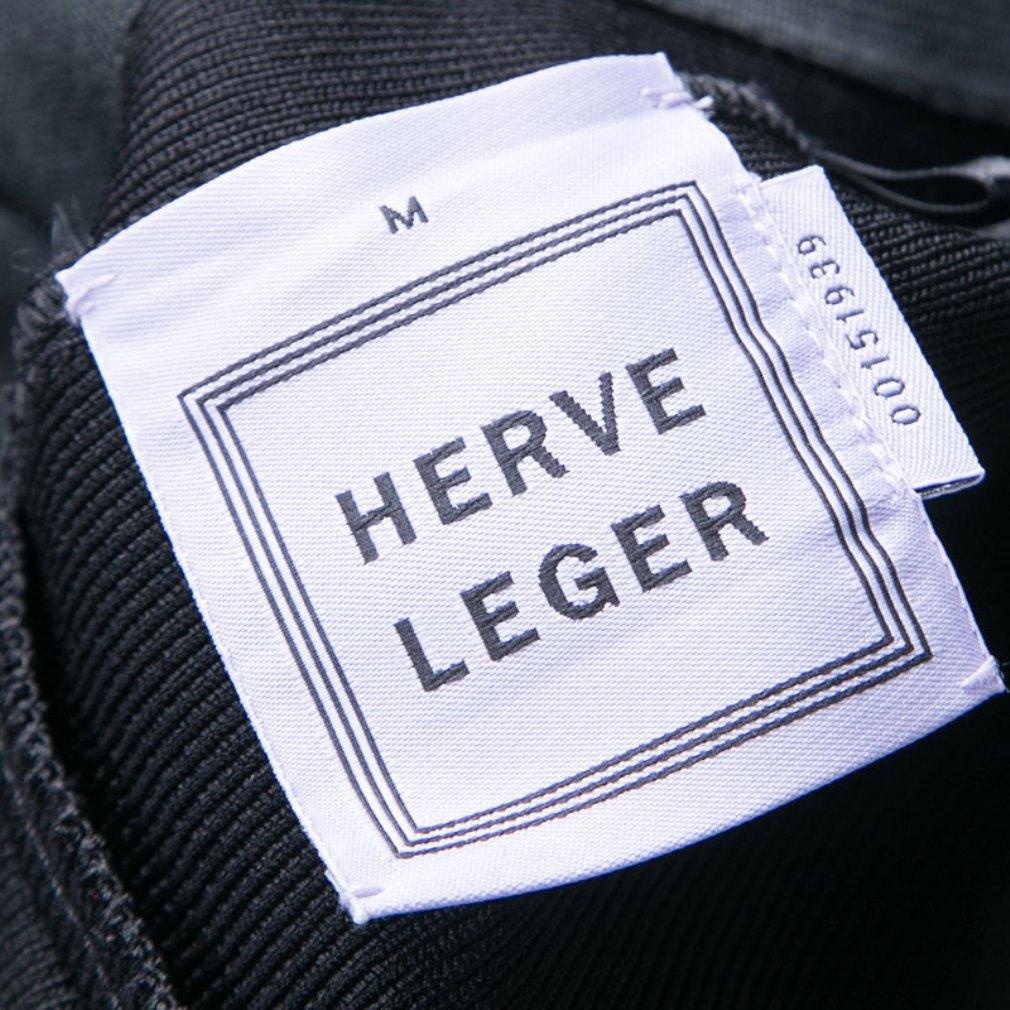 Herve Leger Black Knit Zip Detail Kacie Jeggings M 2