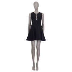 HERVE LEGER black LACE UP FLARED BANDAGE Dress XXS