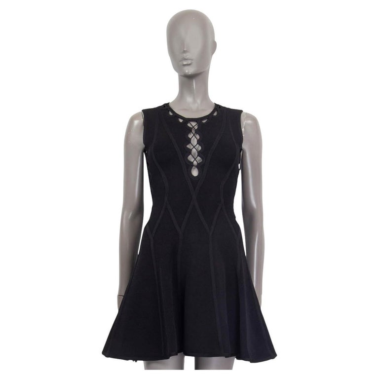 Herve Leger Lace-Up Flared Dress