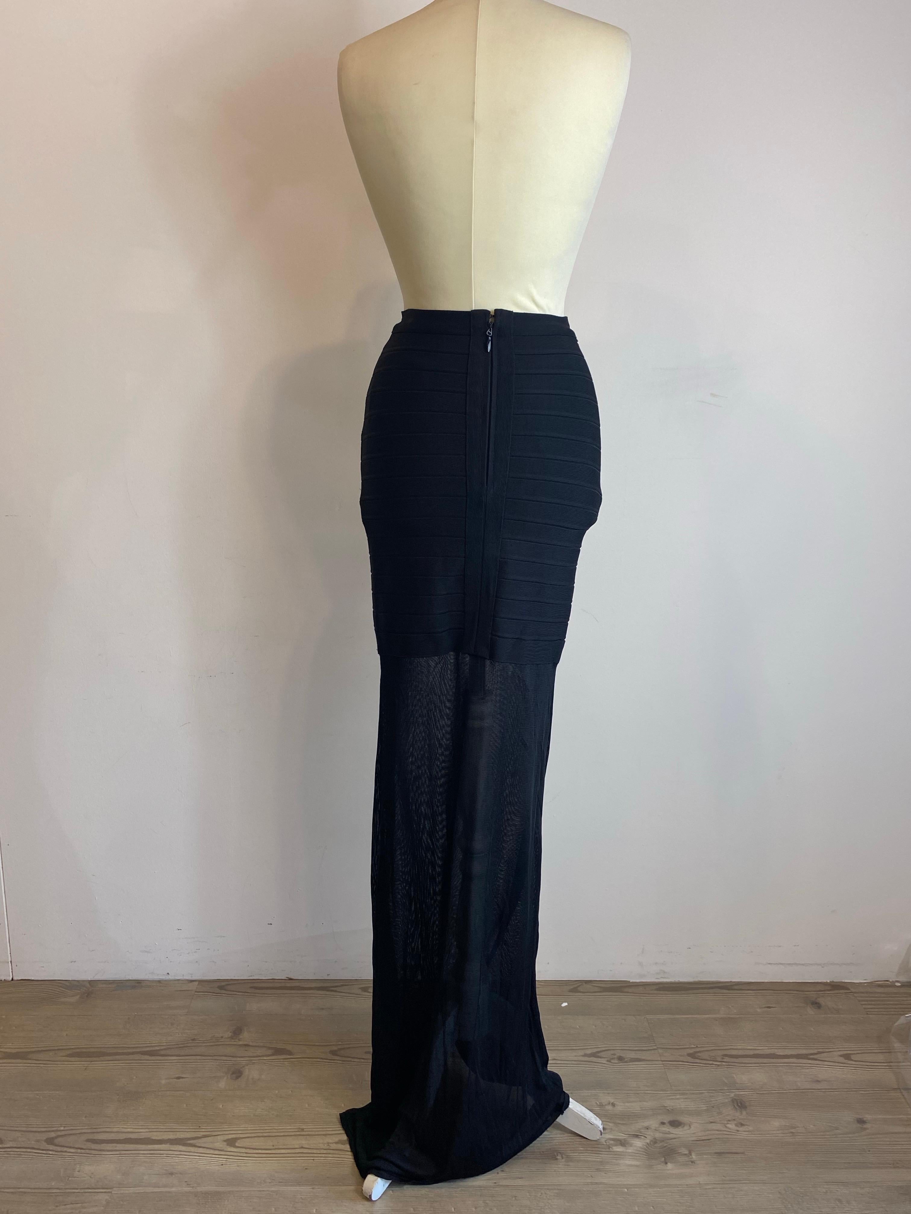 Schwarzer langer Rock von Herve Leger. im Angebot 5