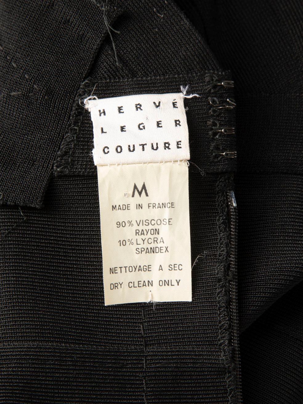 Herve Leger Schwarzes langärmeliges Bandagekleid Größe M im Angebot 1