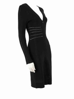 Herve Leger Mini Dress Bodycon a maniche lunghe nero taglia M.