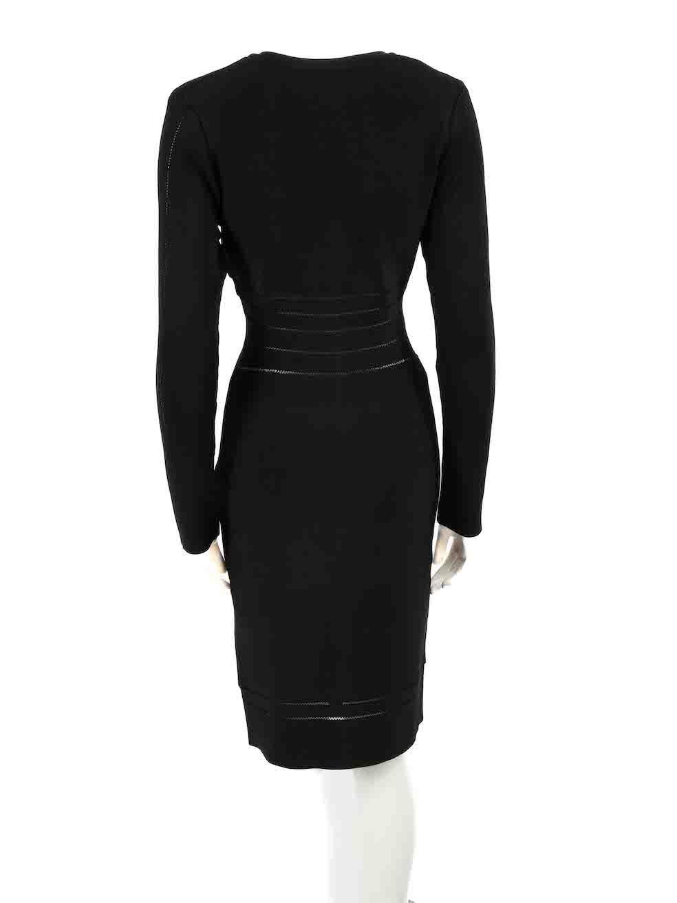 Herve Leger Black Long Sleeve Bodycon Mini Dress Size M In Good Condition In London, GB