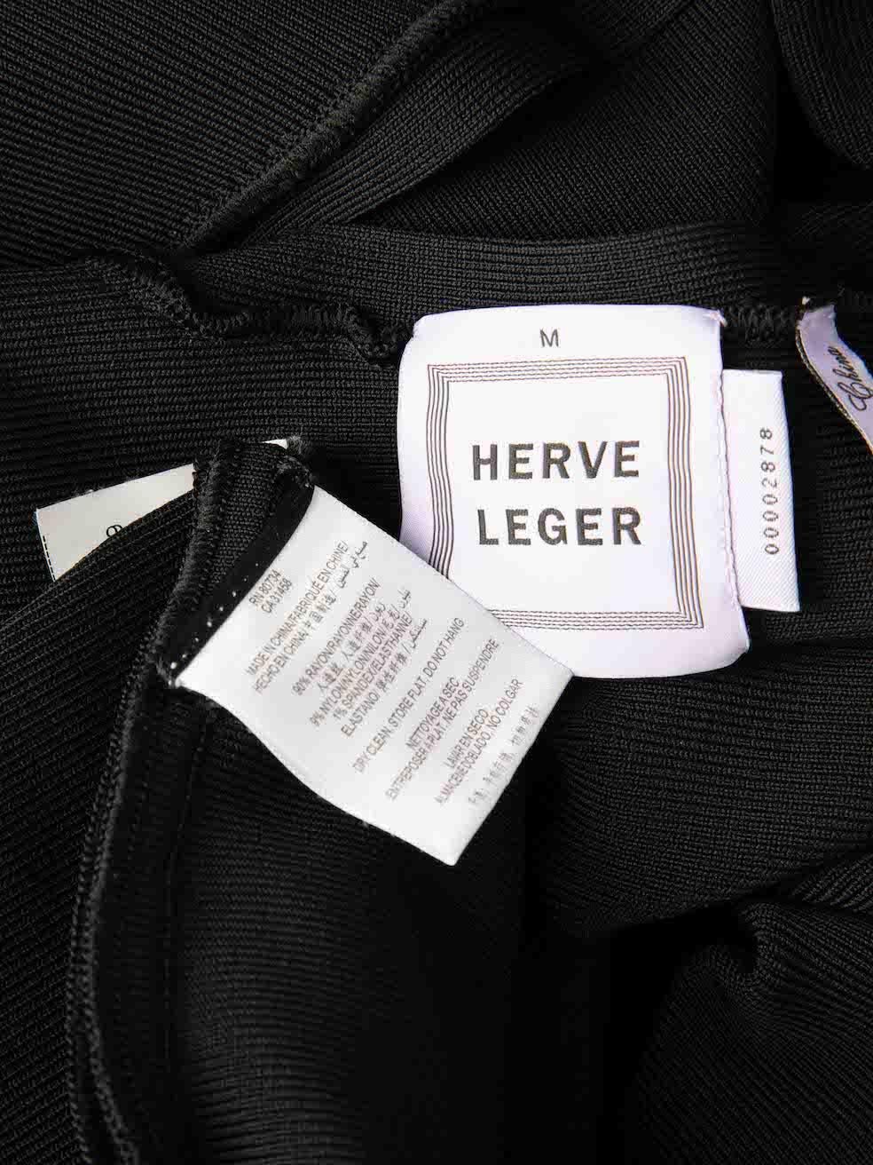 Herve Leger Black Long Sleeve Bodycon Mini Dress Size M 2