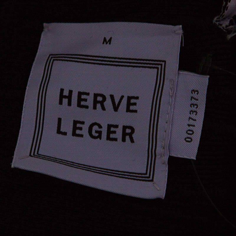 Herve Leger Black Metal Chain Link Detail Bandage Gemma Dress M 1