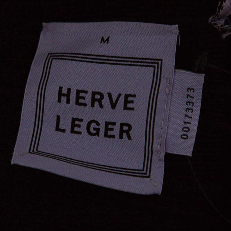 Herve Leger Black Metal Chain Link Detail Bandage Gemma Dress M For Sale 1