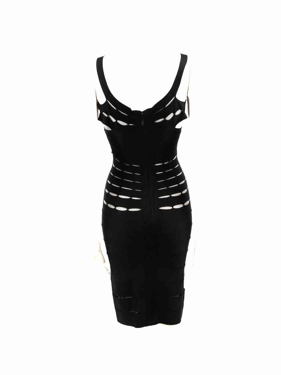 Herve Leger Black Off-Shoulder Cut Out Midi Dress Size XS In Good Condition For Sale In London, GB