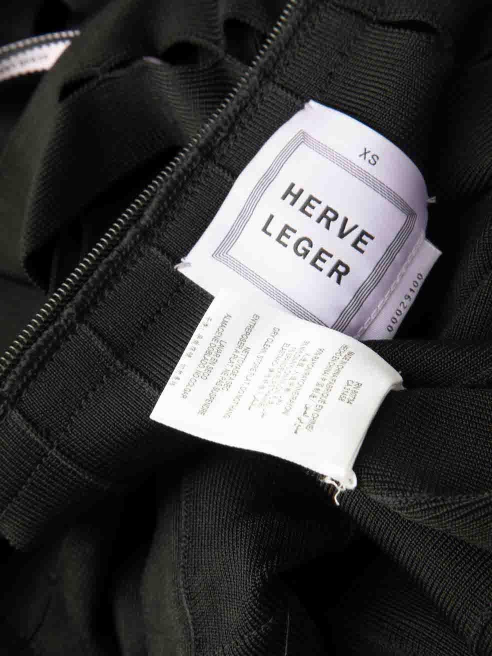 Hervé Léger - Robe midi noire à épaules dénudées et découpes, taille XS Pour femmes en vente
