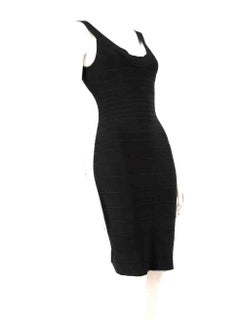 Herve Leger Mini abito a fascia con scollo rotondo nero taglia S