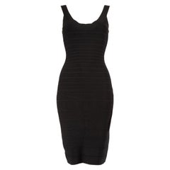 Used Herve Leger Black Round Neck Bandage Mini Dress Size S