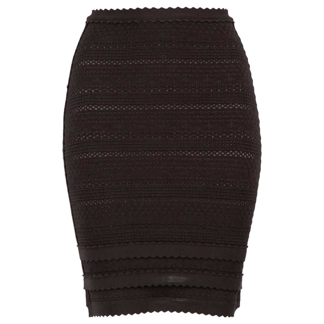 Herve Leger Black Scalloped Accent Stretch Skirt Size XS