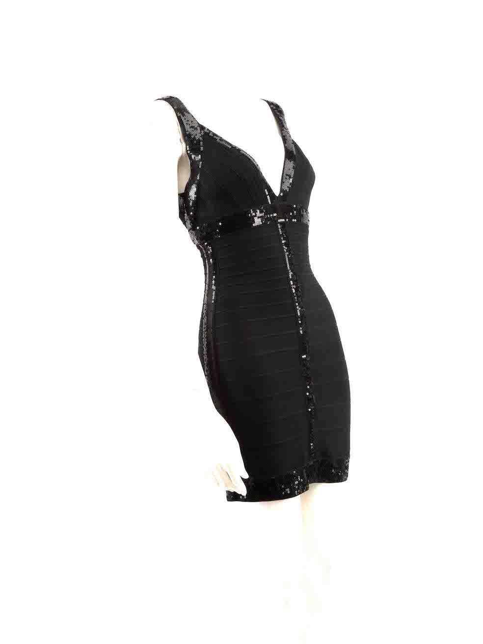 CONDITION is Good. General wear to dress is evident. Moderate signs of wear to the bust with pilling to the weave and there are sequins missing to the embellishment on this used Herve Leger designer resale item.
 
 
 
 Details
 
 
 Black
 
 Rayon
 
