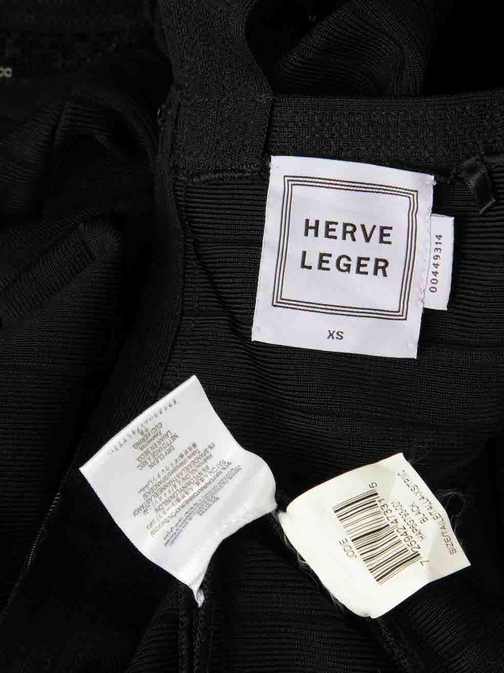 Herve Leger Schwarzes Minikleid mit Pailletten und V-Ausschnitt Größe XS Damen im Angebot